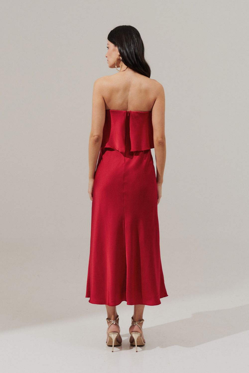Vestido Midi Largo Slip con Tirantes Removibles - Cartagena Rojo