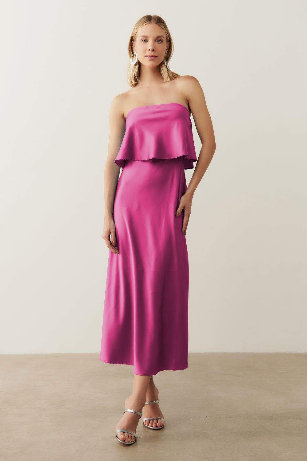 Vestido Midi Largo Tipo Slip con Tirantes Removibles - Cartagena Violeta