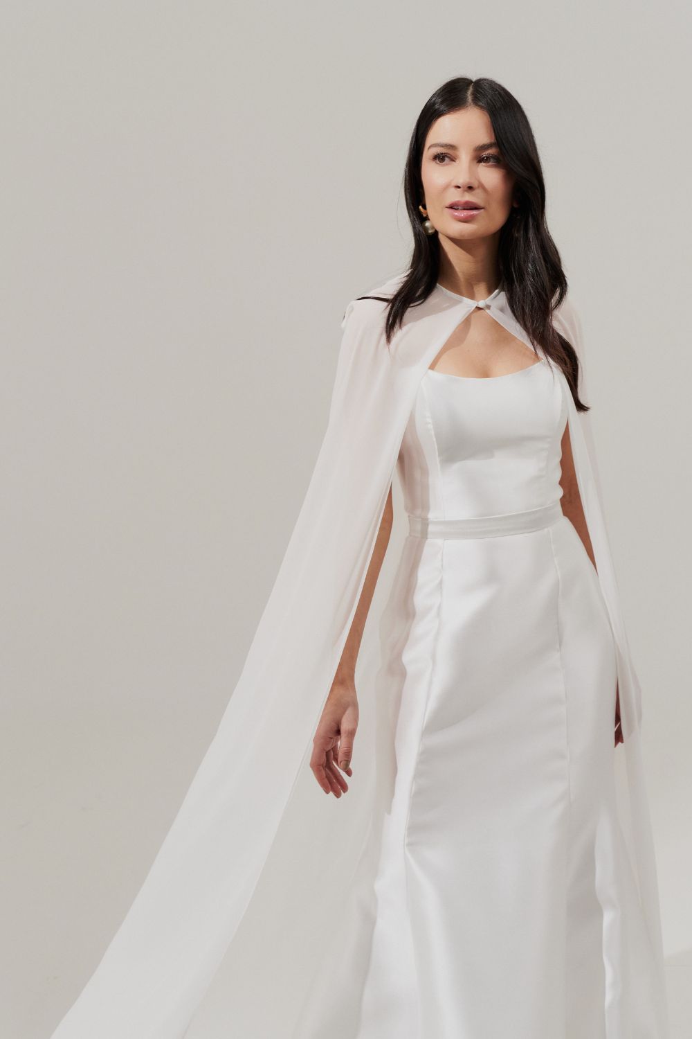 Capa Larga en Chiffon - Sol Off White