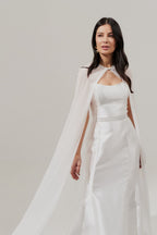 Capa Larga en Chiffon - Sol Off White